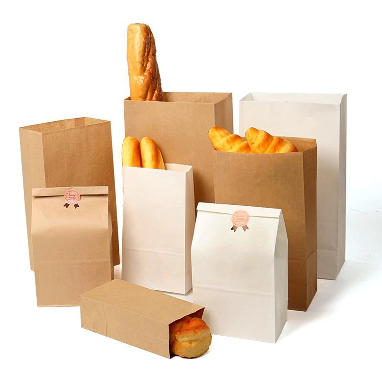 Custom Takeaway Kraft Food Packaging Bakery Bread Paper Bag for Food Takeaway