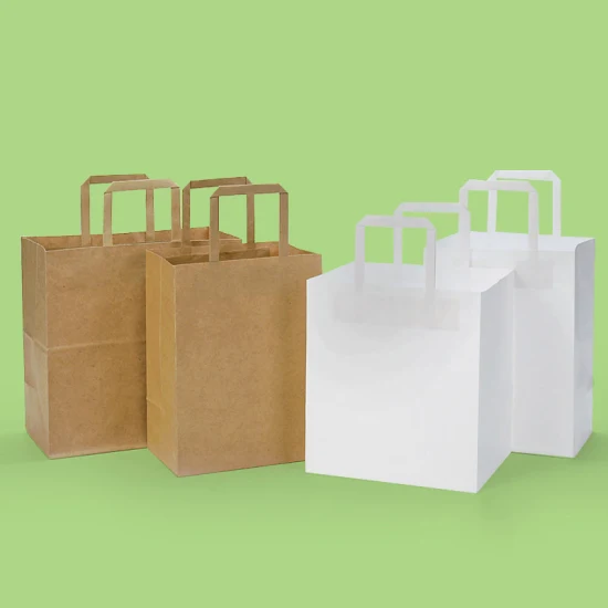 カスタマイズされたギフト小または大ファッション食品包装紙袋生分解性フラットハンドルクラフト紙袋
