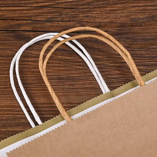 高品質のカスタムロゴ生分解性食品紙袋（フラットハンドル付き）