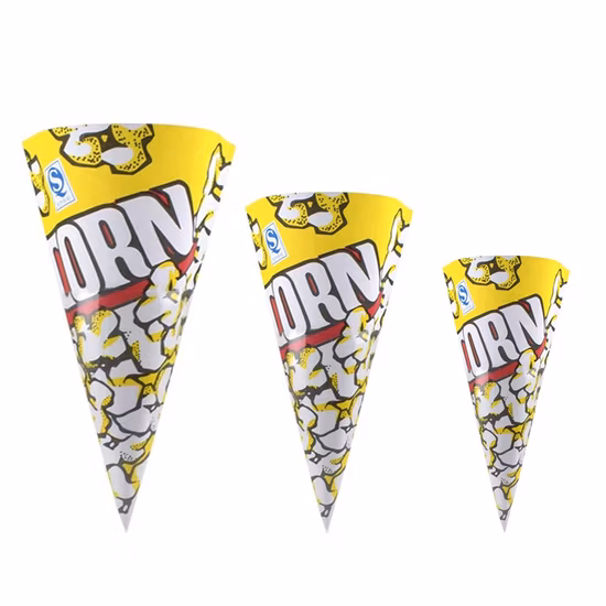 リサイクルカスタムロゴプリント使い捨てホットシール耐油耐油テイクアウェイ食品包装段ボール電子レンジポップコーン紙袋