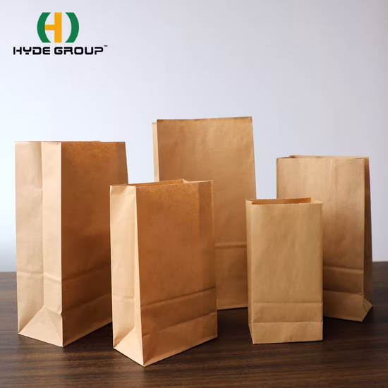 カスタムテイクアウト食品包装フラット角底グリースプルーフブラウンクラフト紙袋ハンドルブラウンクラフト紙袋ハンドルなし